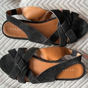 Top Shop Black suede scrappy flats, size 40 (us9)